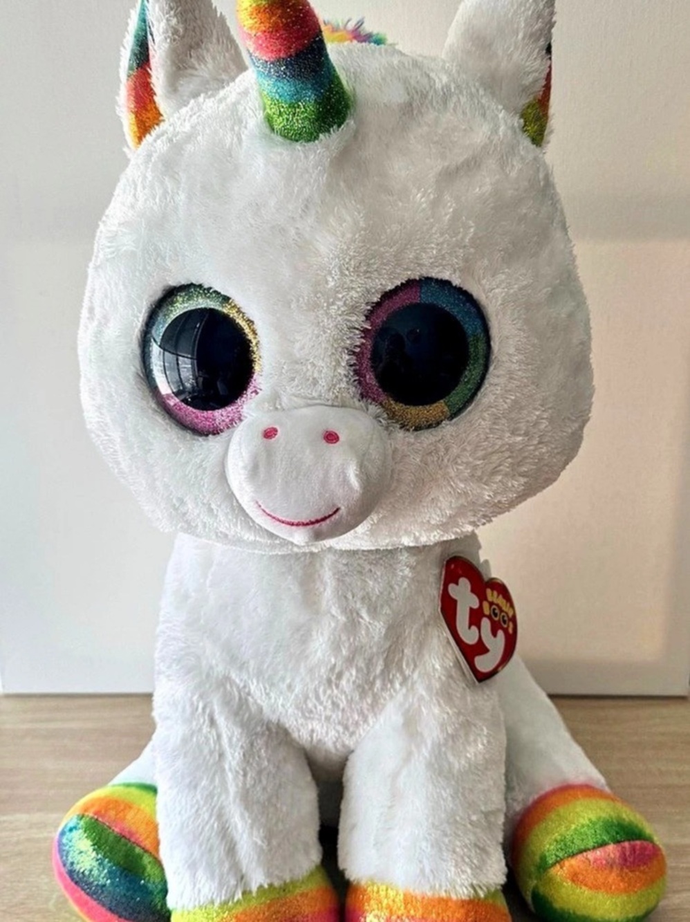 Ty Beanie Boos Pixy Unicorn Large 17.5” Rainbow Plush Stuffed Animal